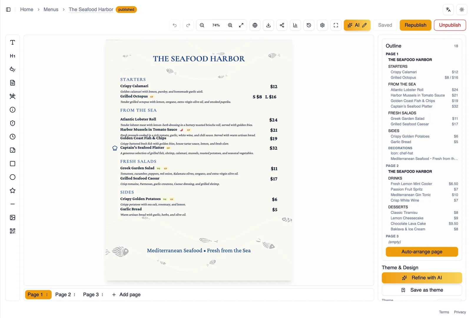 The full editor screen with canvas, toolbar, top bar, and panels visible